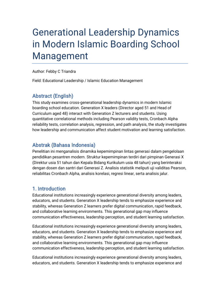 Full Paper Generational Leadership Pesantren | PDF