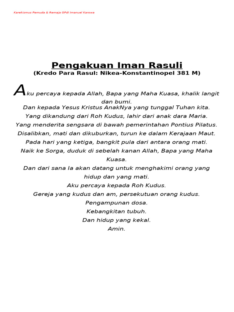 Pengakuan Iman Rasuli | PDF
