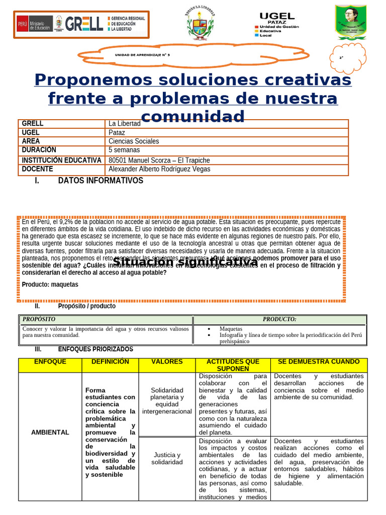 Unidad de Aprendizaje #05 - Segundo | PDF | Evaluación | Entorno natural