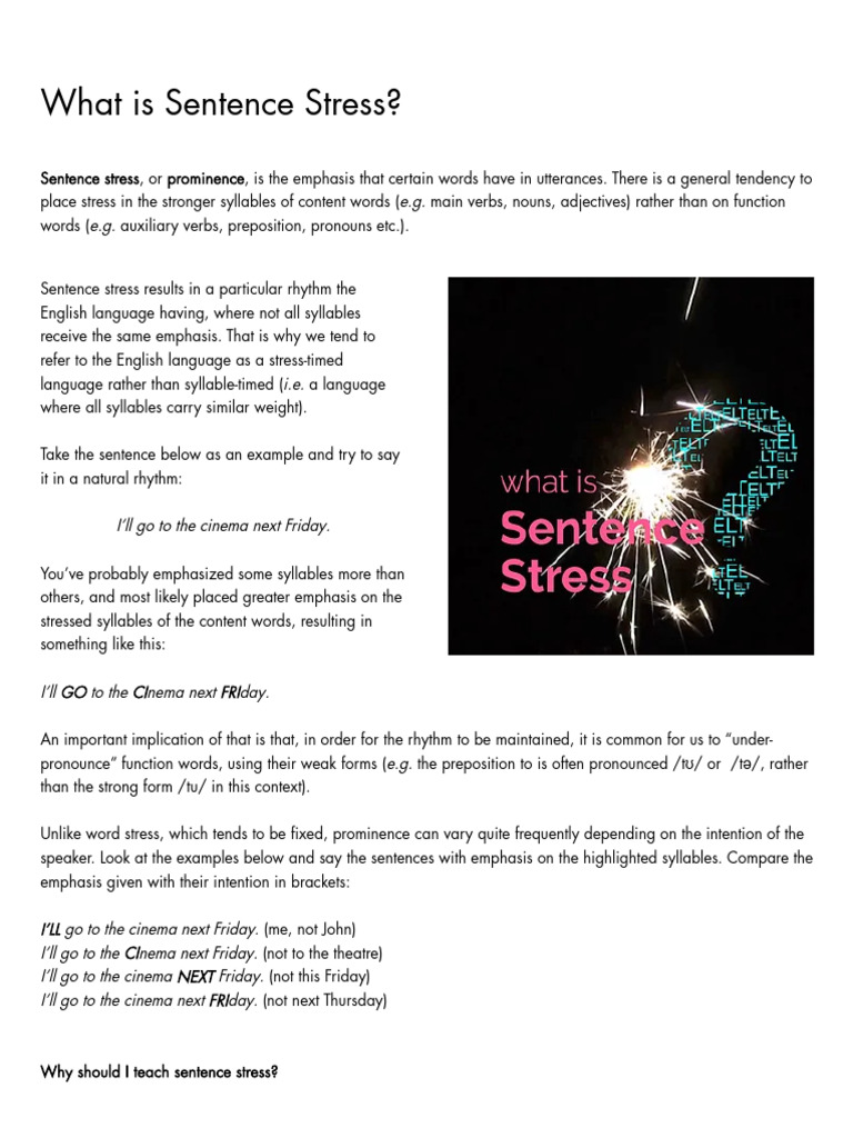 What Is Sentence Stress (Teaching Tips) | PDF