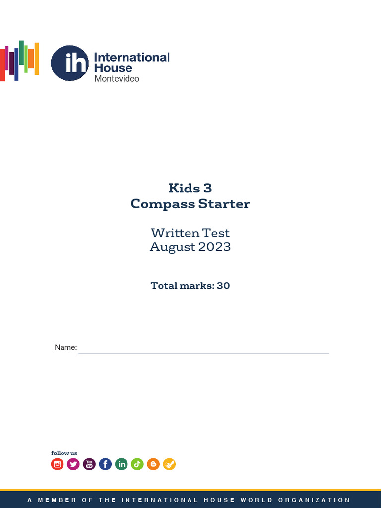 Kids3 Compass WrittenTest August2023 | PDF