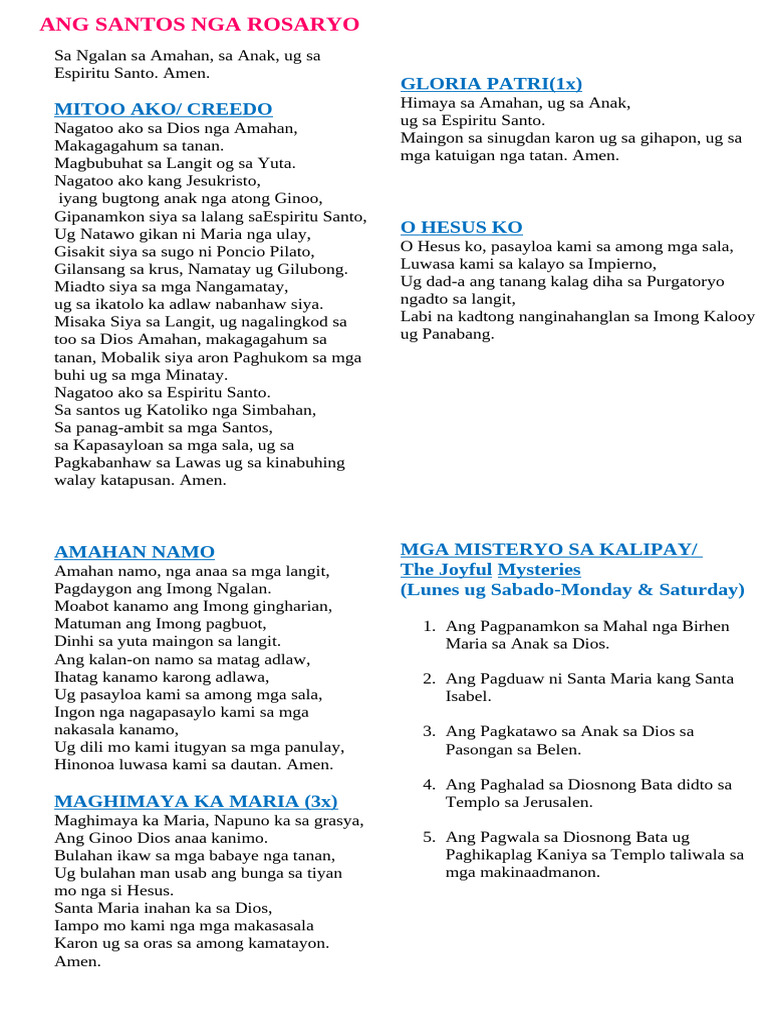 Rosary Guide Bisaya | PDF