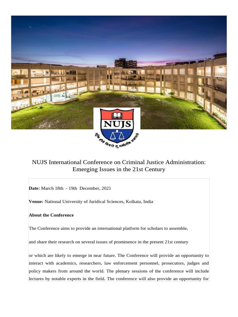 NUJS International Conference On Criminal Justice Administration 11 | PDF