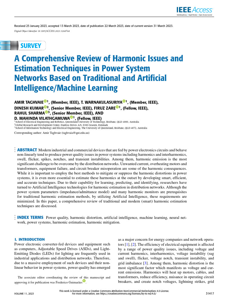 A Comprehensive Review of Harmonic Issues and Estimation Techniques in ...
