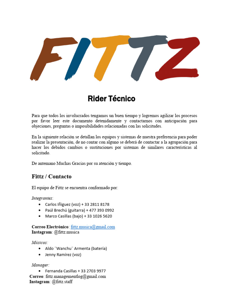 Rider Tecnico (Ejemplo Fittz) | PDF