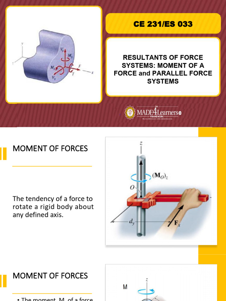 4.01 Moment of A Force and Parallel Force | PDF