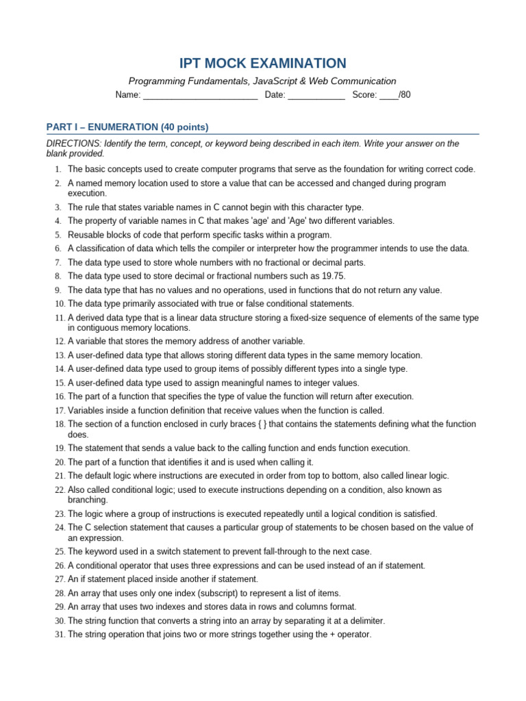 IPT Mock Exam Ni Linda Walker v2 | PDF