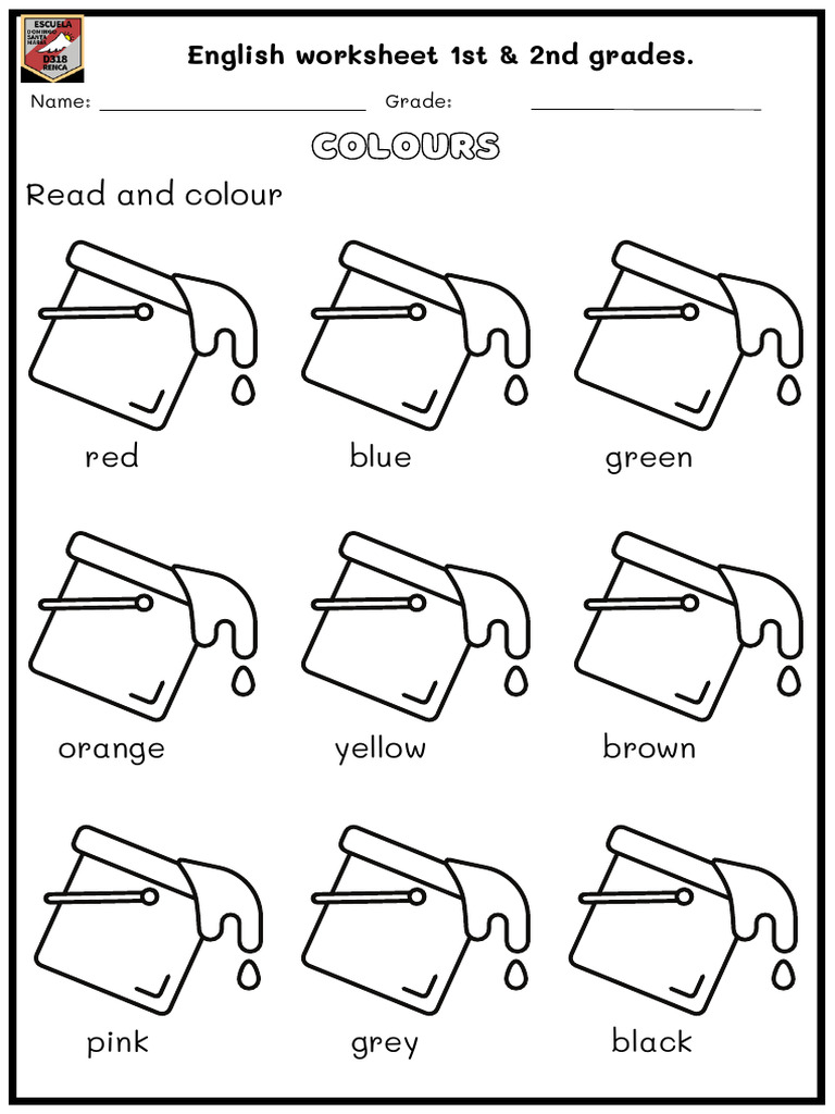 Colours Worksheet 1st & 2nd | PDF
