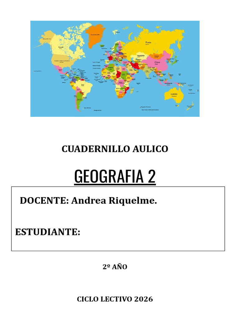 Geografía. Cuadernillo 2do año 2026 | PDF