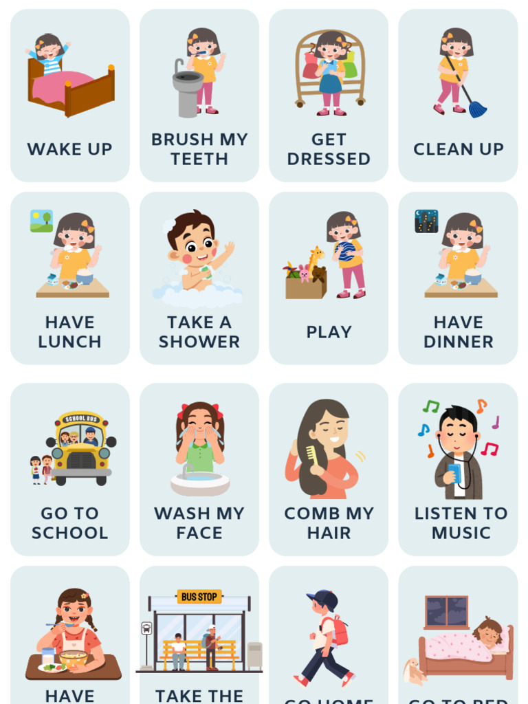 Daily Routine Flashcards 5th & 8th | PDF