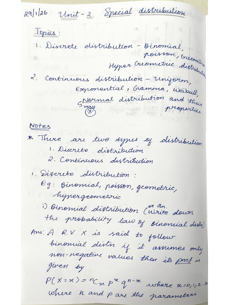 Probability & Queueing Theory Unit-2-1 | PDF