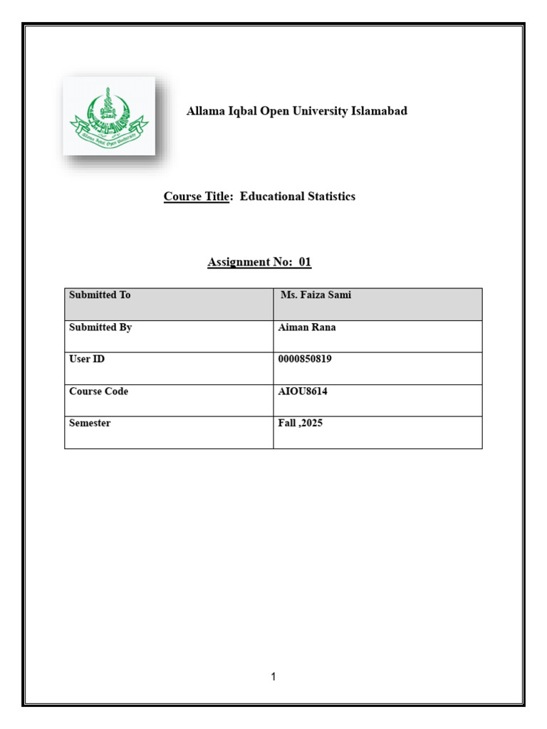 8614 Assignment-1 Aiman Rana | PDF