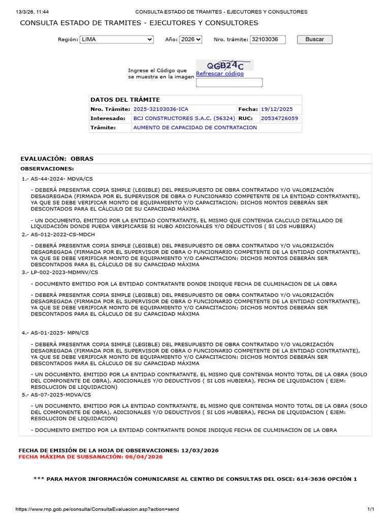 Consulta Estado de Tramites - Ejecutores y Consultores | PDF