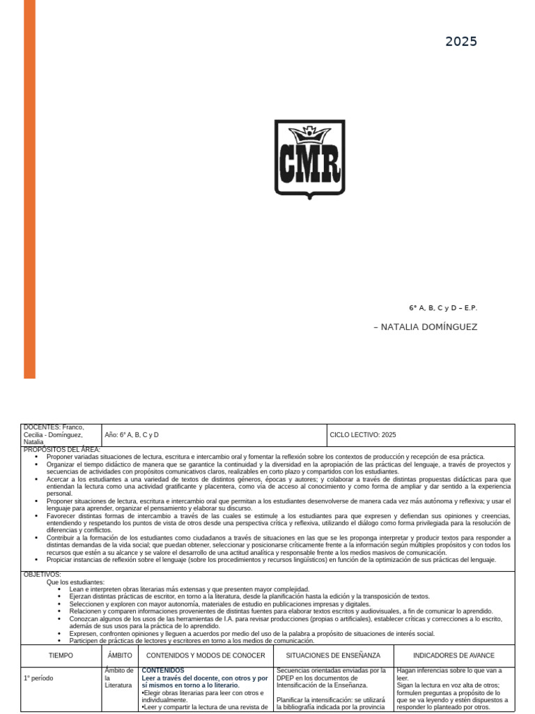 Planificación Anual de PDL | PDF