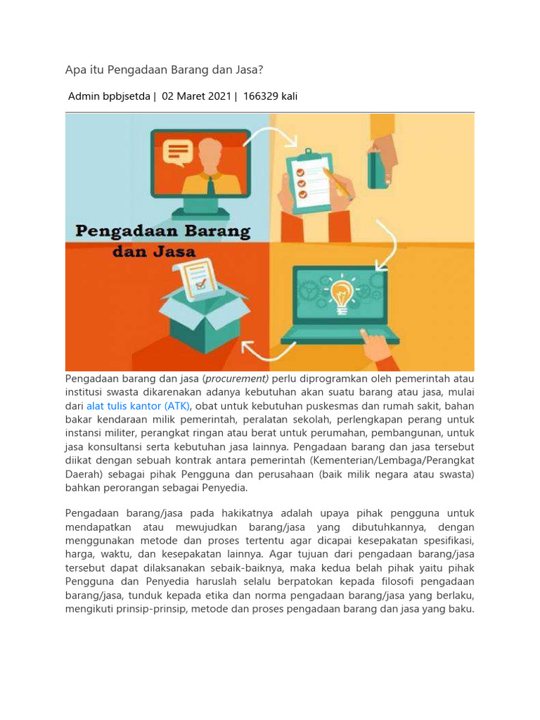 Apa Itu Pengadaan Barang Dan Jasa | PDF