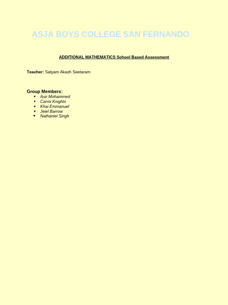 Add Maths Sba FINAL | PDF