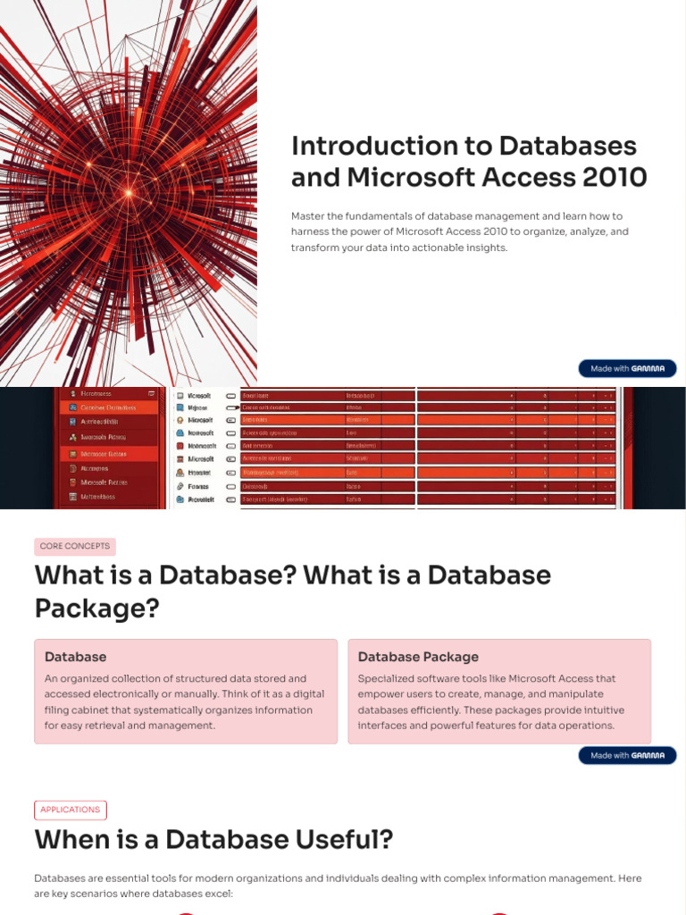 Introduction To Databases and Microsoft Access 2010 | PDF