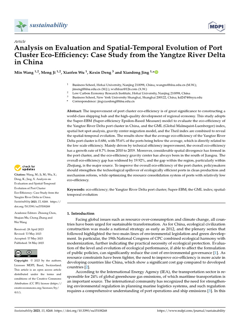 Analysis On Evaluation and Spatial-Temporal Evolution of Port Cluster ...