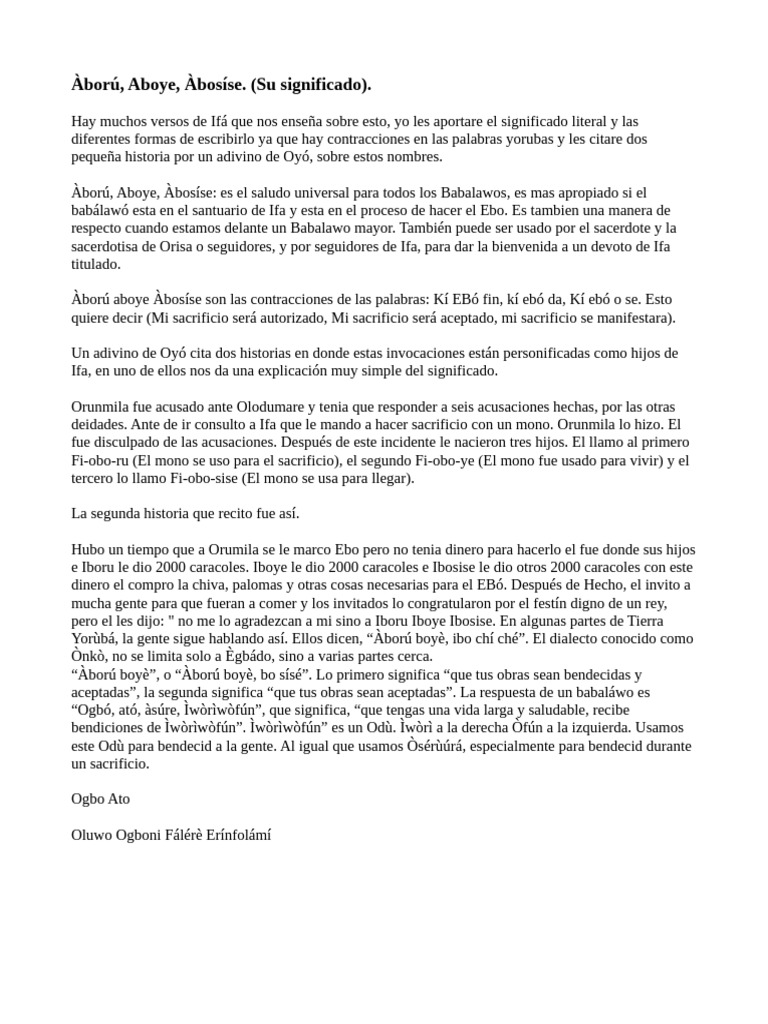 Àború, Aboye, Àbosíse. (Su Significado)._080327 | PDF | Creencia ...