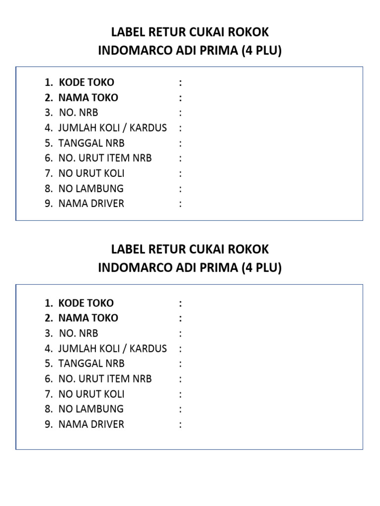 Label Karton (Toko) | PDF