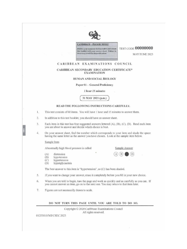 HSB June Paper 1 2023 | PDF