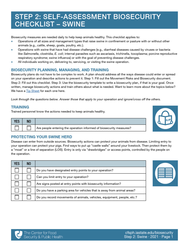 Step2 Biosecurity Checklist Swine | PDF