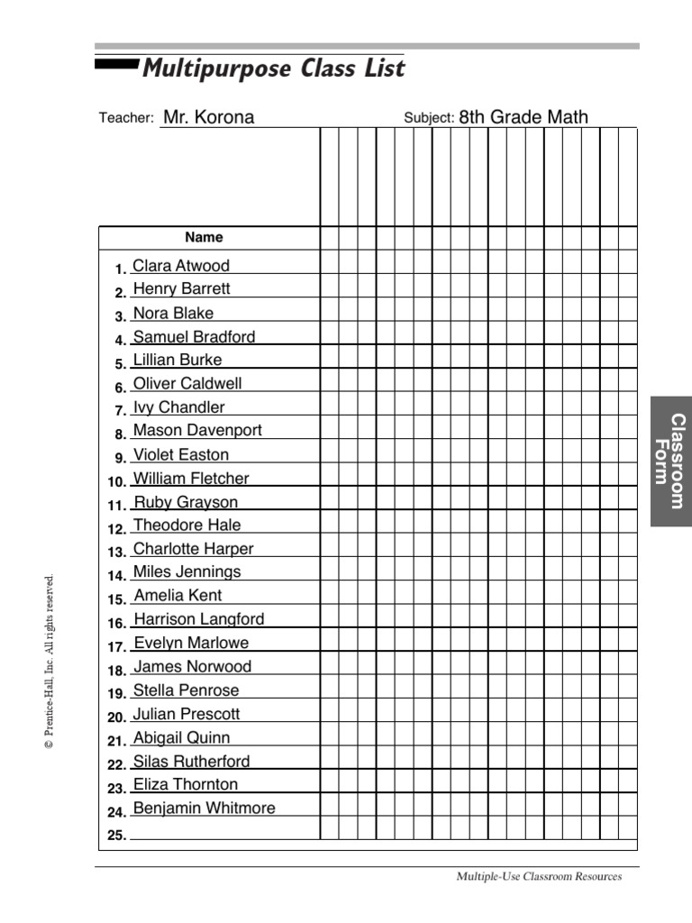 Multipurpose Class List | PDF