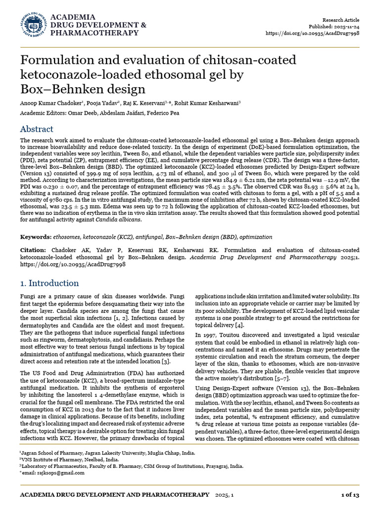 Formulation and Evaluation of Chitosan C | PDF