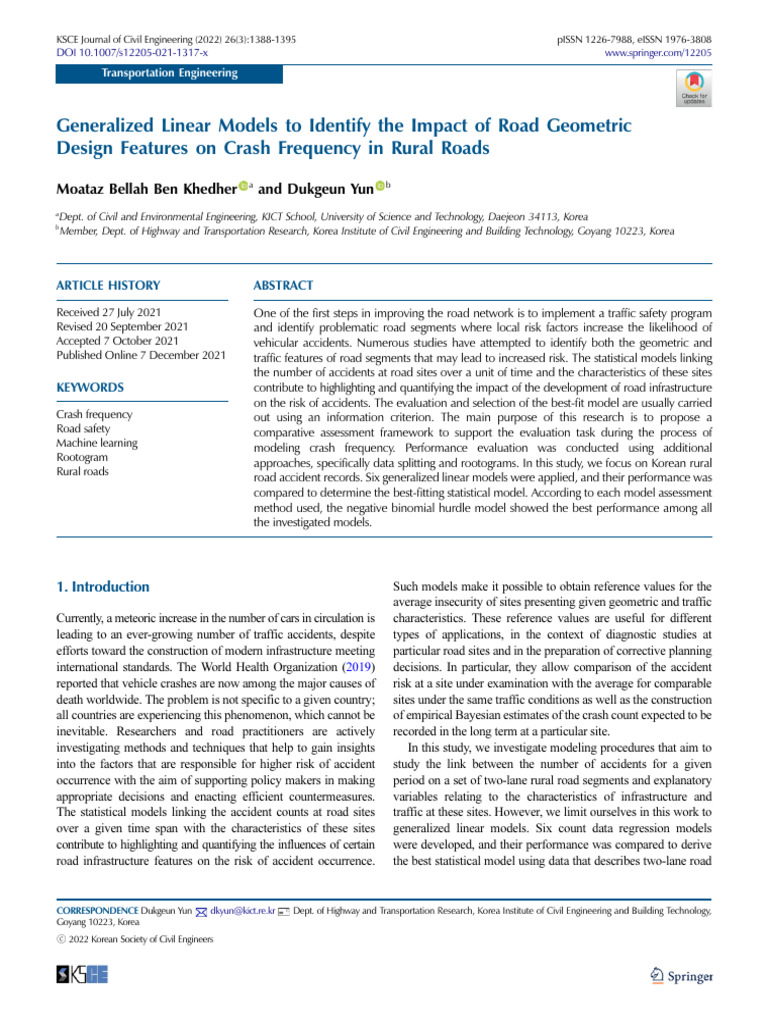 Khedher2021-Generalized Linear Models To Identify The Impact of Road ...
