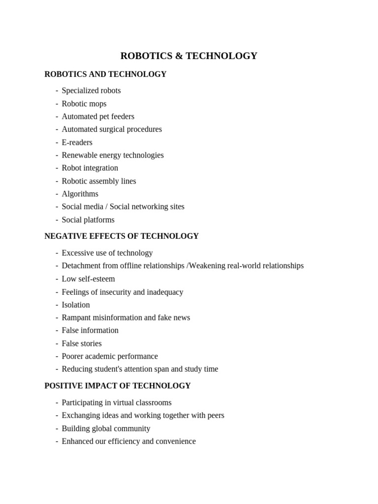 Robotics and Technology W2 | PDF
