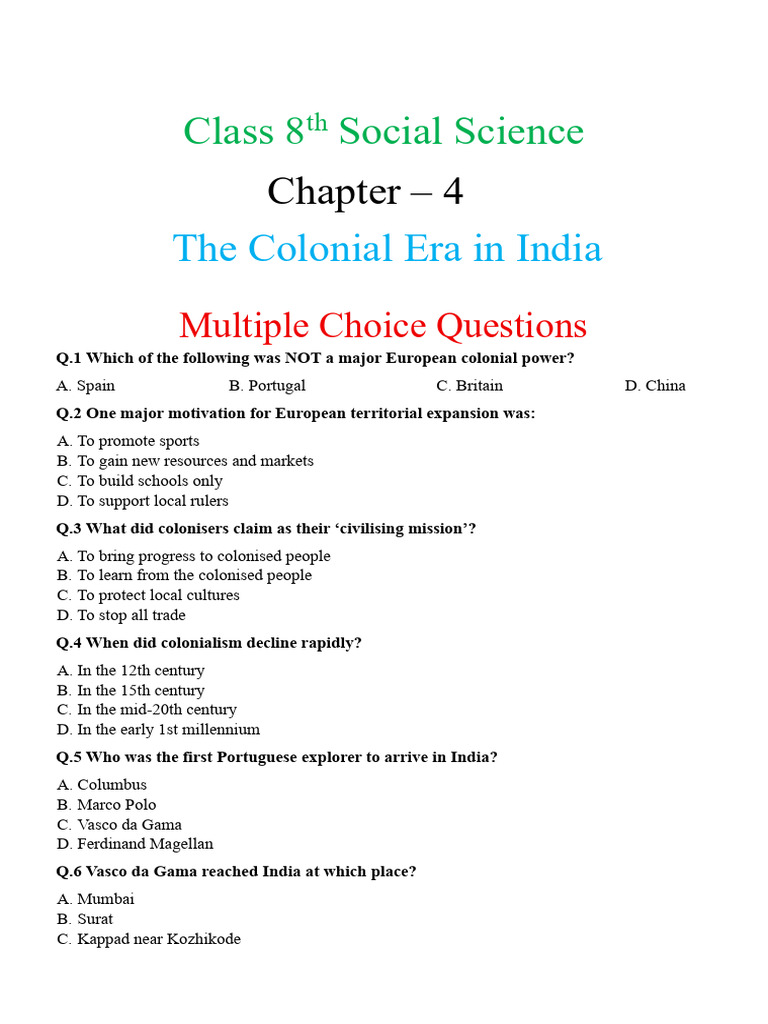 Class 8th SST CH 4 Extra Questions | PDF