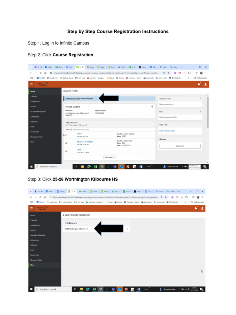 Step by Step Course Registration Instructions | PDF