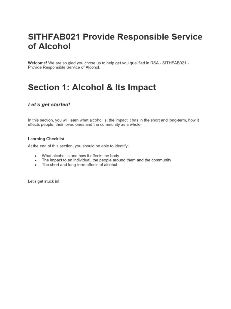 NSW RSA Online CourseNotes | PDF