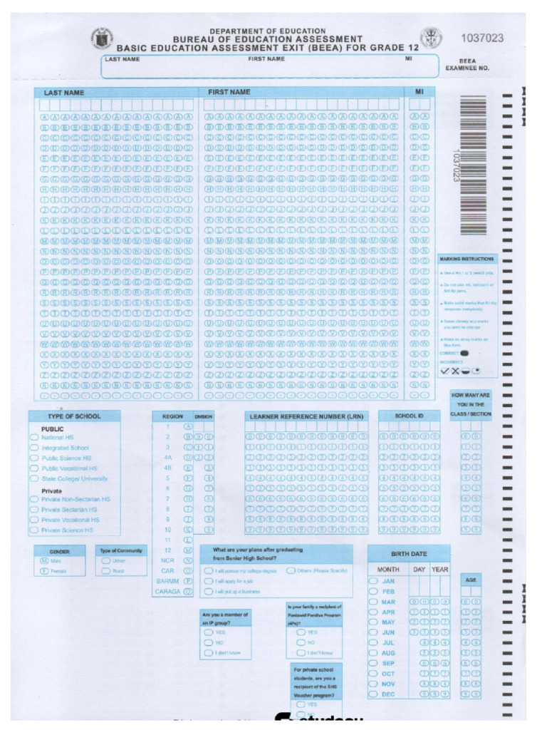 Nat Answer Sheet | PDF