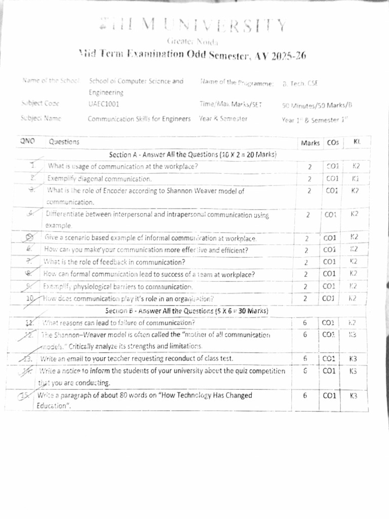 1st Sem All Exams Papers | PDF