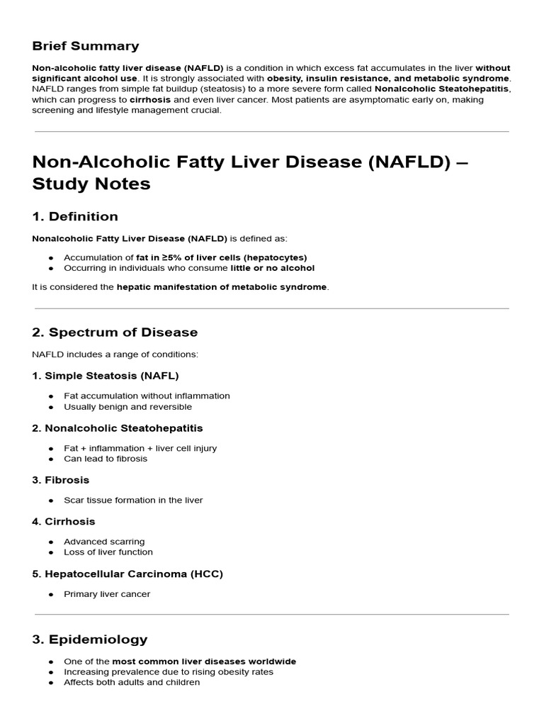Non-Alcoholic Fatty Liver Disease | PDF
