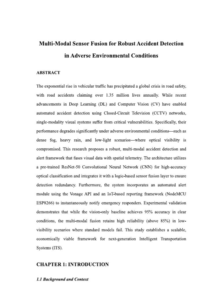 Multi-Modal Sensor Fusion For Robust Accident Detection - Paper | PDF