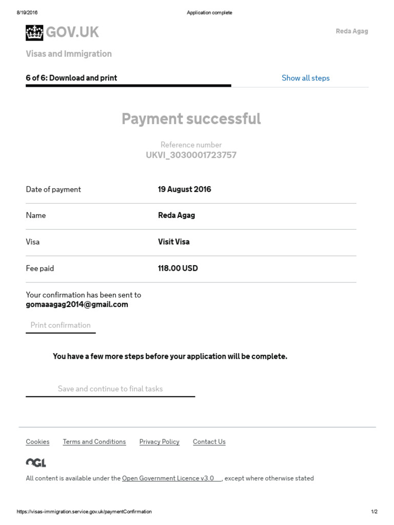 Payment Successful: Gov - Uk | PDF