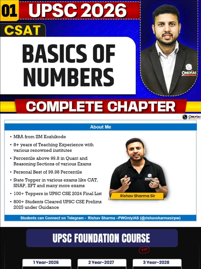 Complete CSAT Basics of Numbers UPSC 2026 Class Notes | PDF