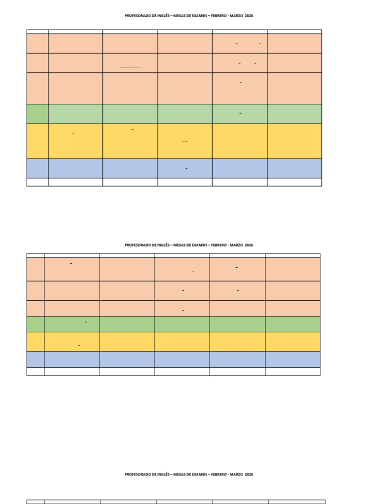 Mesas de Examen Ingles Feb Marzo 2026 | PDF