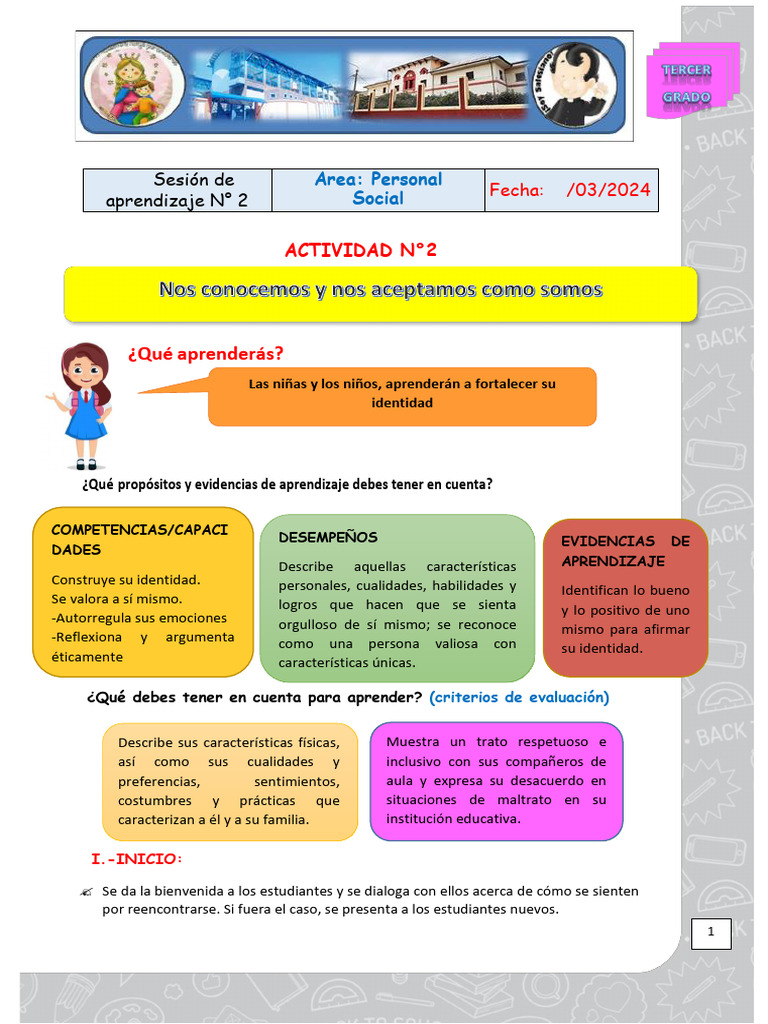 2 Nos Conocemos y Nos Aceptamos Como Somos Ps 12 de Marzo 24 | PDF ...
