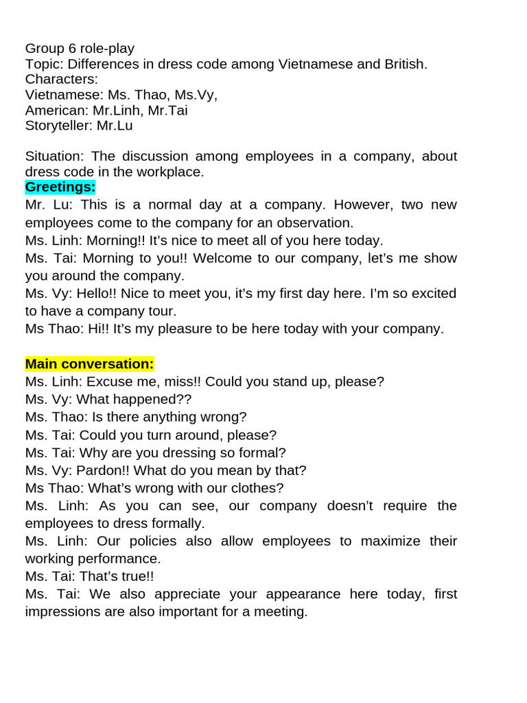 Role Play Script | PDF