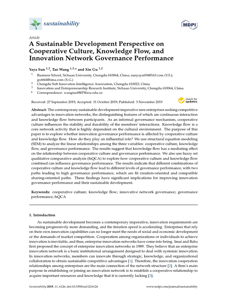 A Sustainable Development Perspective On Cooperati | PDF