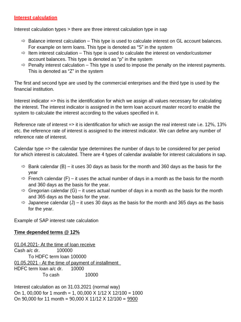 Interest Calculation | PDF