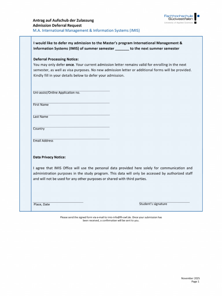 Deferral Form | PDF