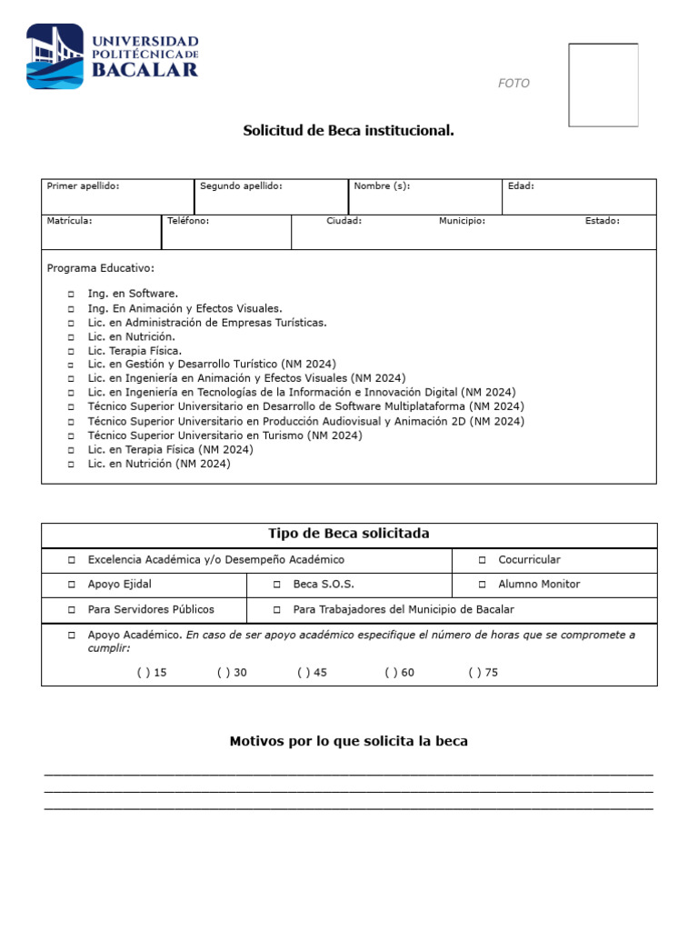 Formato de Solicitud de Beca Actualizado 2025-2 | PDF