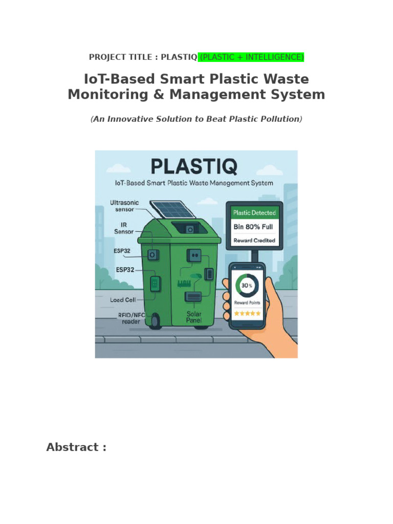 Plastiq (Plastic + Intelligence) | PDF | Waste Management | Recycling