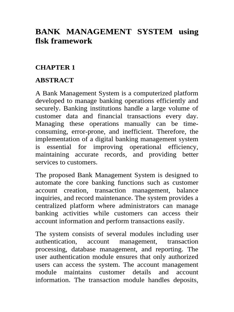 Bank Management System Using FLSK Framework | PDF