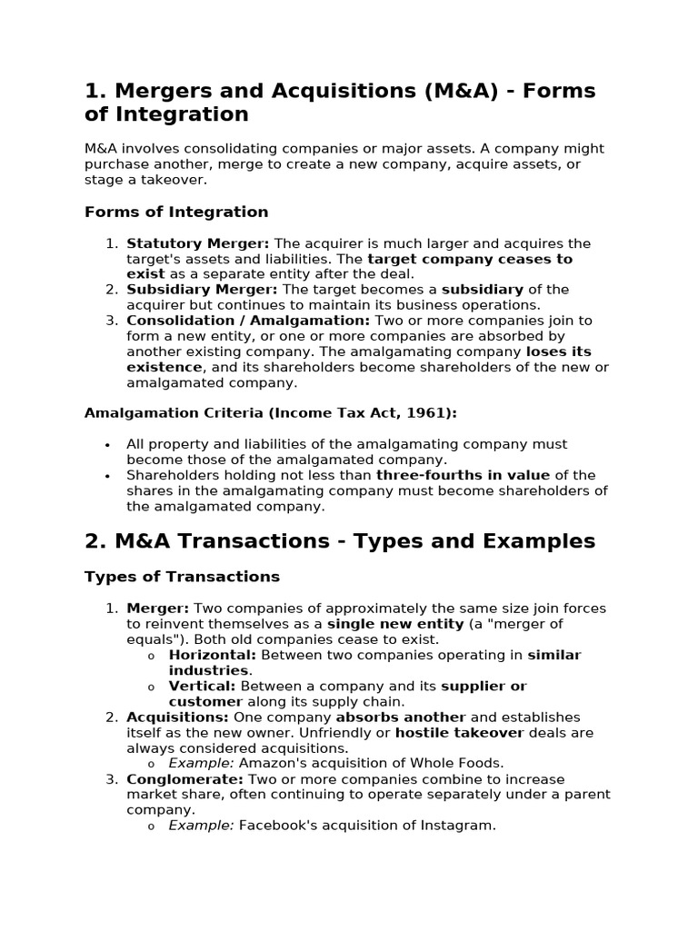 M&A My Notes | PDF