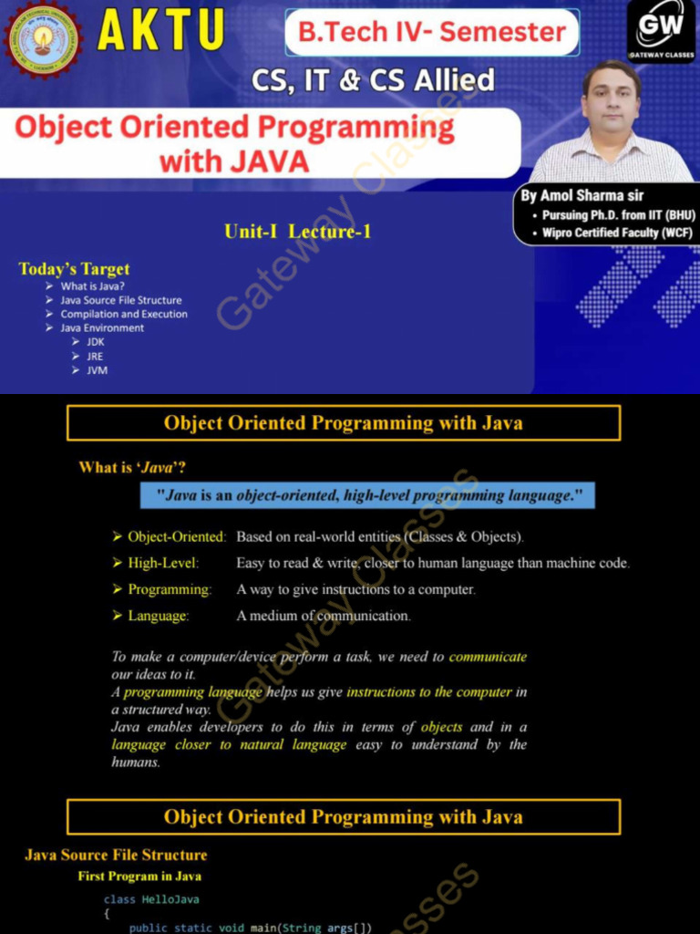 Java U 1 Unmarked Combined Notes | PDF